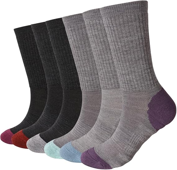 Lot de 6 paires de chaussettes mi-mollet Long Way Hiking Neon Ash pour femme