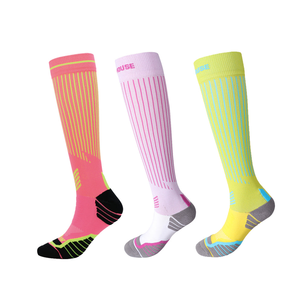 Lot de 3 paires de chaussettes hautes à rayures pour femme