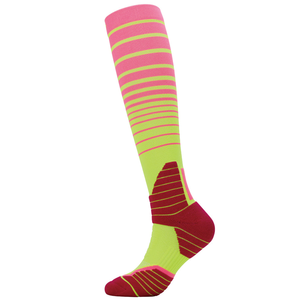 Lot de 2 paires de chaussettes montantes Run Free Running roses et jaunes pour femme