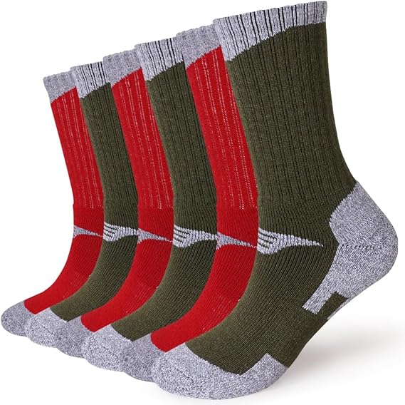 Lot de 6 paires de chaussettes de randonnée Long Way pour femme, Dark Ember Crew