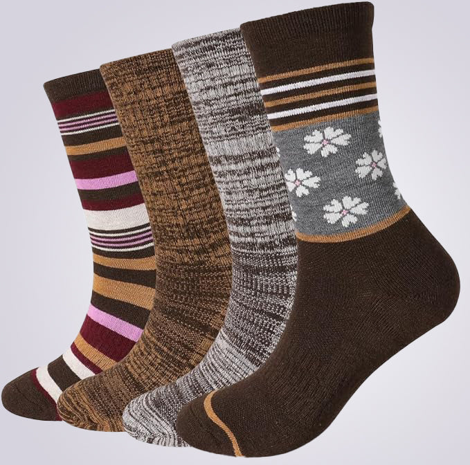 Lot de 4 paires de chaussettes mi-mollet Touch Wear Everyday Chestnut Slate pour femme