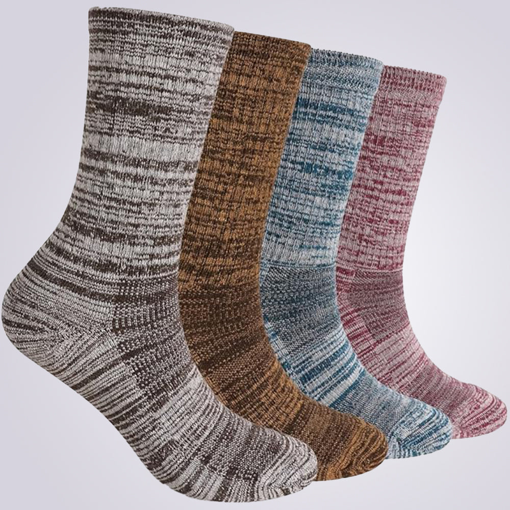 Lot de 4 paires de chaussettes de randonnée pour femme, style rustique saphir