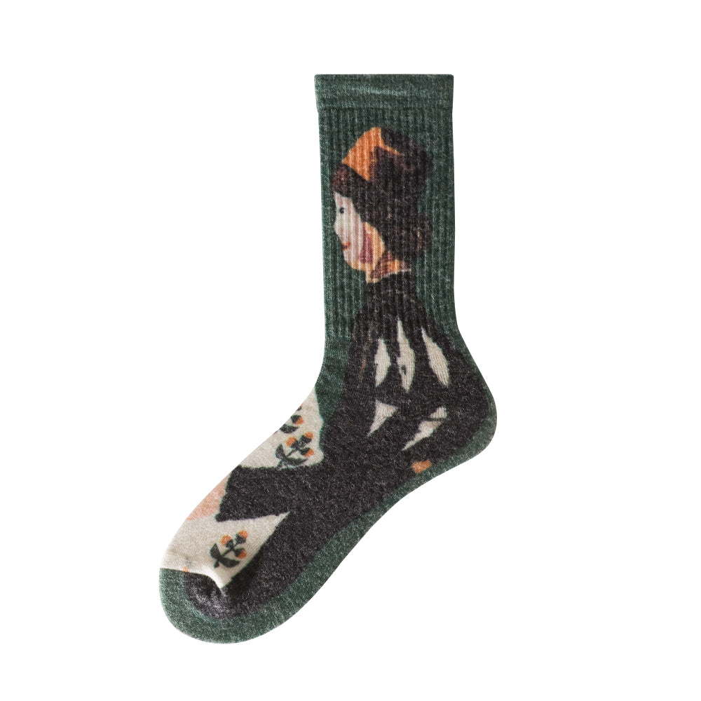 Paquet de 4 chaussettes habillées à motifs amusants en laine mérinos pour femmes