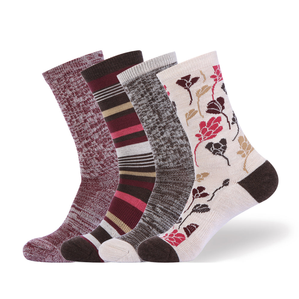 4-Packs Women's Classic Red Merino Wool Socks