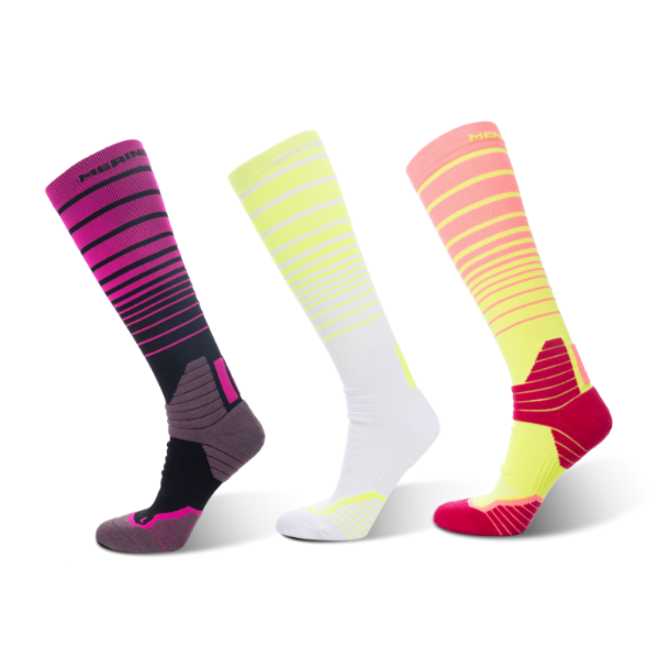 Paquetes de 3 calcetines hasta la rodilla de compresión para correr de alto rendimiento para mujer