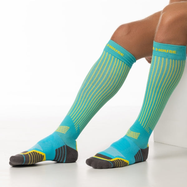 Paquetes de 3 calcetines hasta la rodilla de compresión para ciclismo de alto rendimiento para hombre